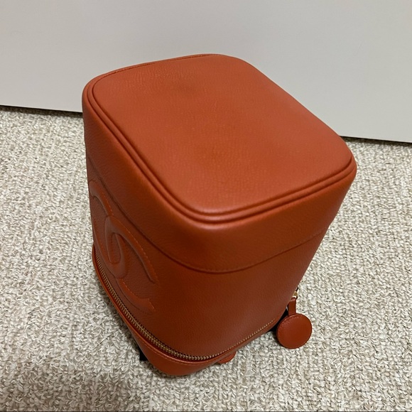 Chanel CC Caviar Vanity Case Vintage Timeless Orange Leather Top Handle Bag - Picture 8 of 13